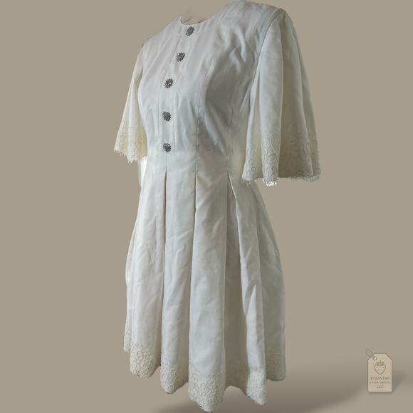 Huishan Zhang Jaime Dress | White Lace Pleated Mini | US 6 Designer RARE - Picture 1 of 7